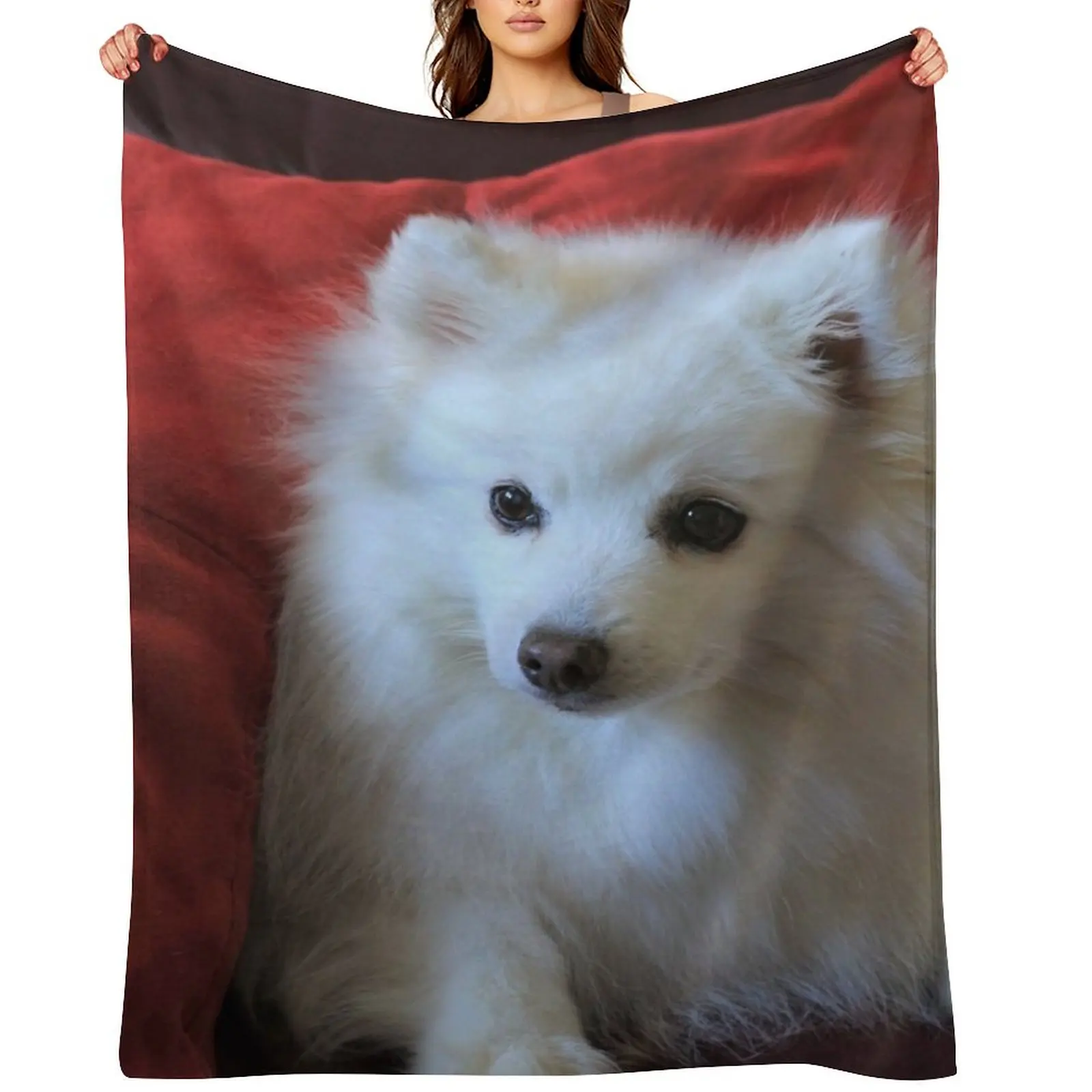 

Japanese Spitz In The Red Throw Blanket Flannel Soft Plush Plaid Blankets Sofas Of Decoration Single Blankets
