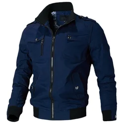 2025 Zipper Bomber Jacket Men Casual Windbreaker Jacket Coat Men Spring Autumn New Hot Outwear Stand Slim Military Jacket Mens