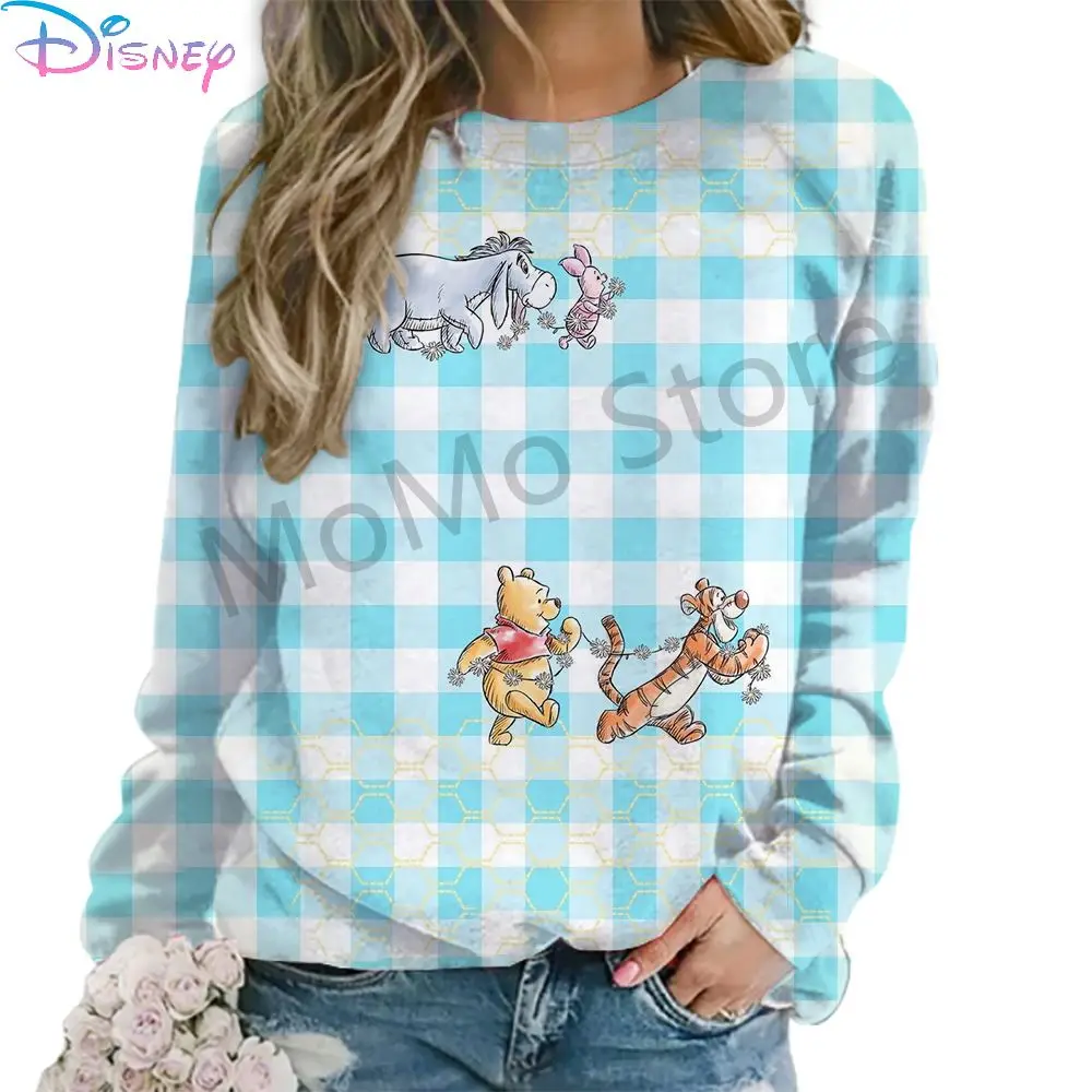 S-3XL Disney Winnie the Pooh Y2k Clothes O-Neck Women\'s Long Sleeve Sweatshirts 2024 Lovely Winter 3D Print Fashion Leisure New