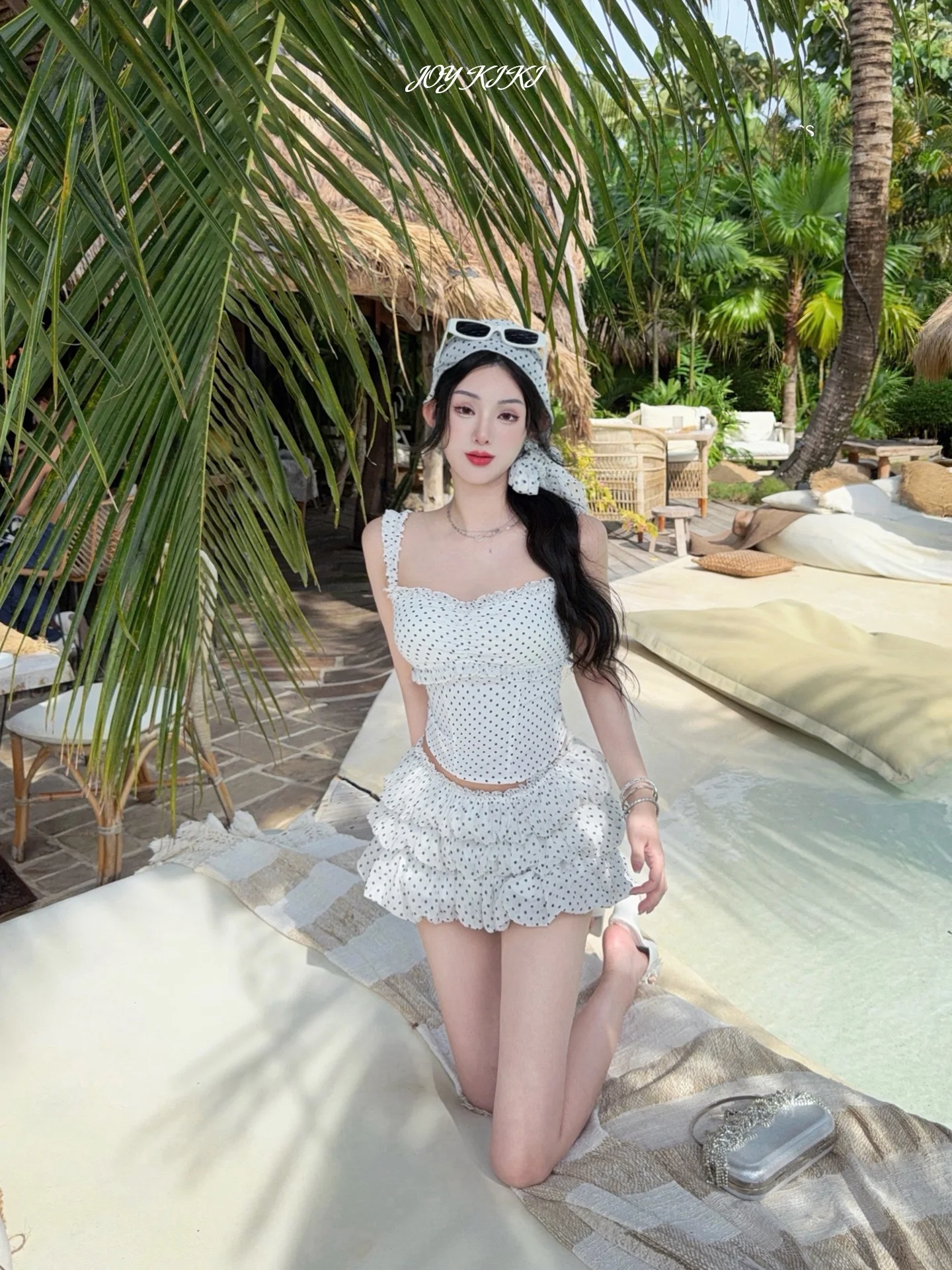 

Joykiki Original Retro Polka Dot Vaion Set High Waist ort orts High Waist ort Top Summer Faion Women's Ensemble