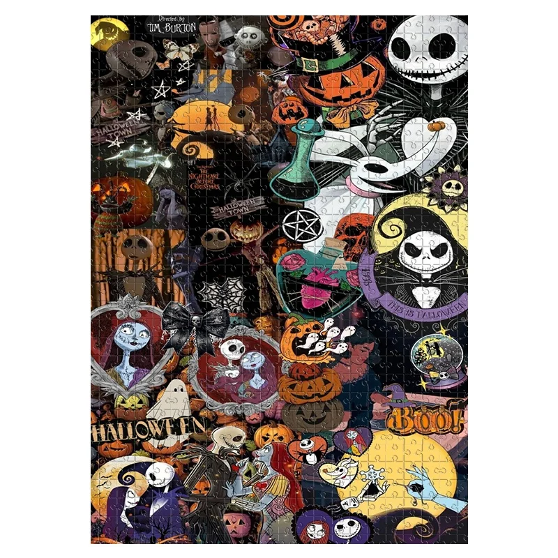 1000피스 퍼즐 DIY 선물 크리스마스의 악몽 잭과 샐리 해골 제로 문 할로윈 선물 캐주얼 퍼즐 게임 룸 홈