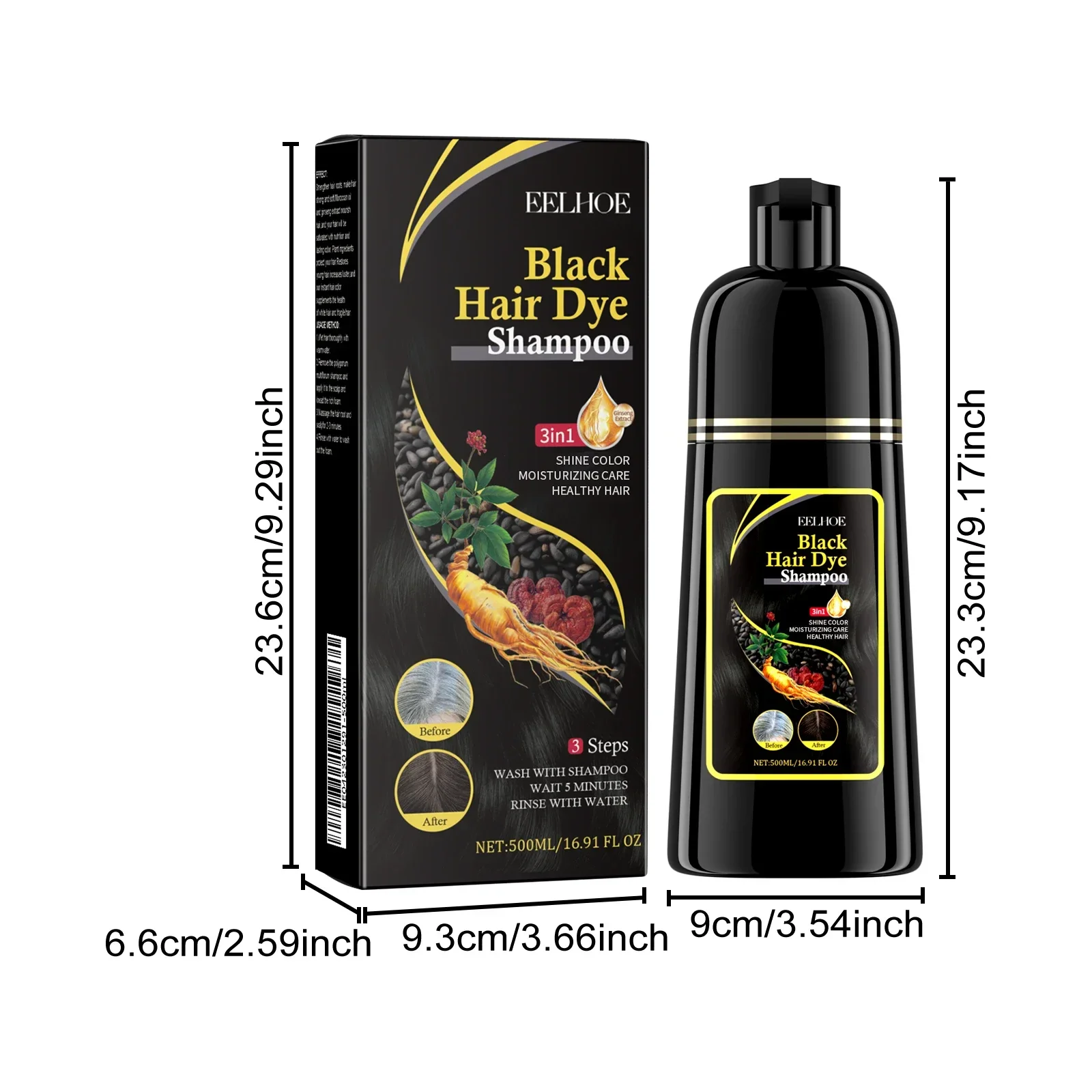 Dye Canas Hair Dye Shampoo 3 in 1 Hair Color Shampoo For Cover Gray Hair Natural Plant Ingredients Restore Original Hair Color