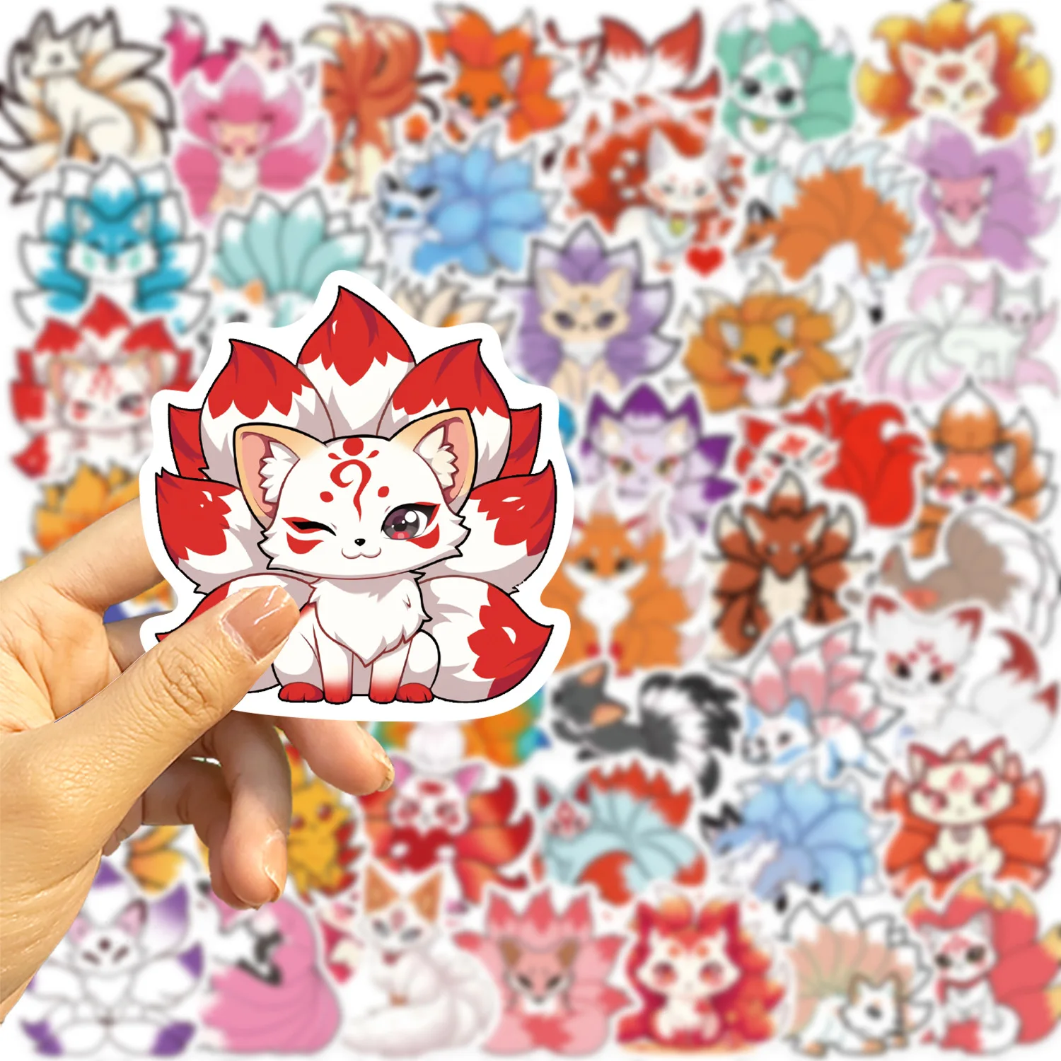 

10/30/50PCS Cute Cartoon Funny Nine-tailed Fox Kitsune Graffiti Stickers Personalized DIY Phone Case Refrigerator Decal Toy
