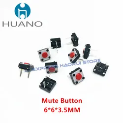10~100Pcs HUANO Mute Button 6*6*3.5mm Silent Switch Wireless Mouse Wired Mouse Button Micro Switch 6X6X3.5 Silent Switch