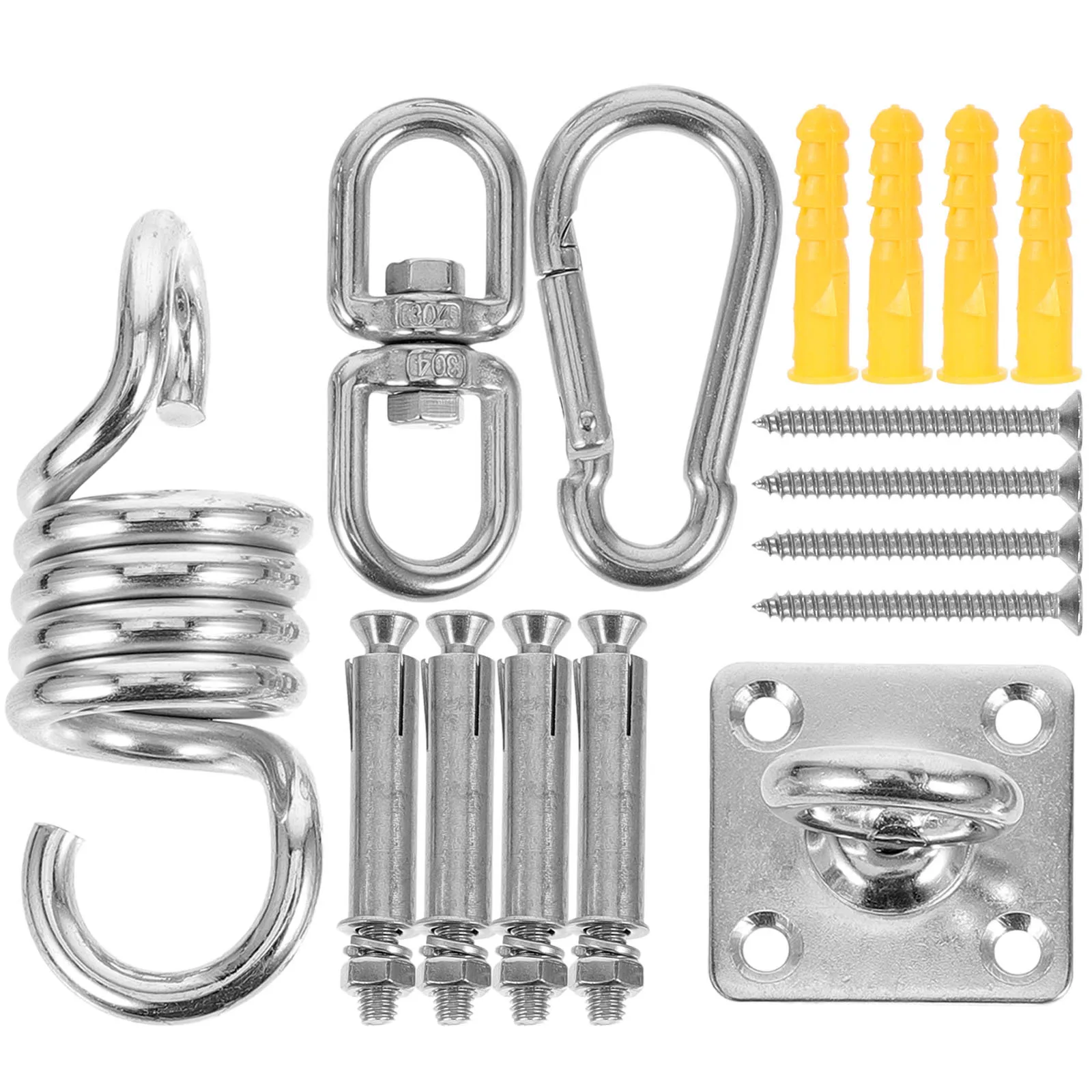 

1Set Heavy Duty Stainless Steel Hammock Hanging Kit Snap Hook Carabiner Pad Eyes Plate Ceiling Hook for Swing Chair