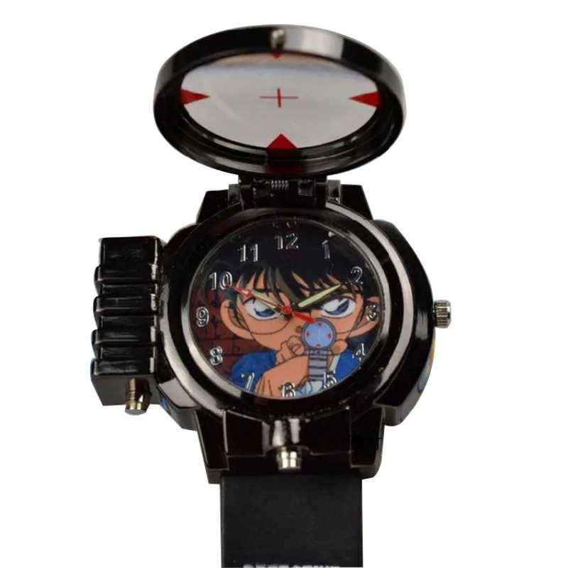 Detective Conan Anime Peripheral Quartz Watches Can Launch LED Light Tag Detective Watch Kids Toys Gift