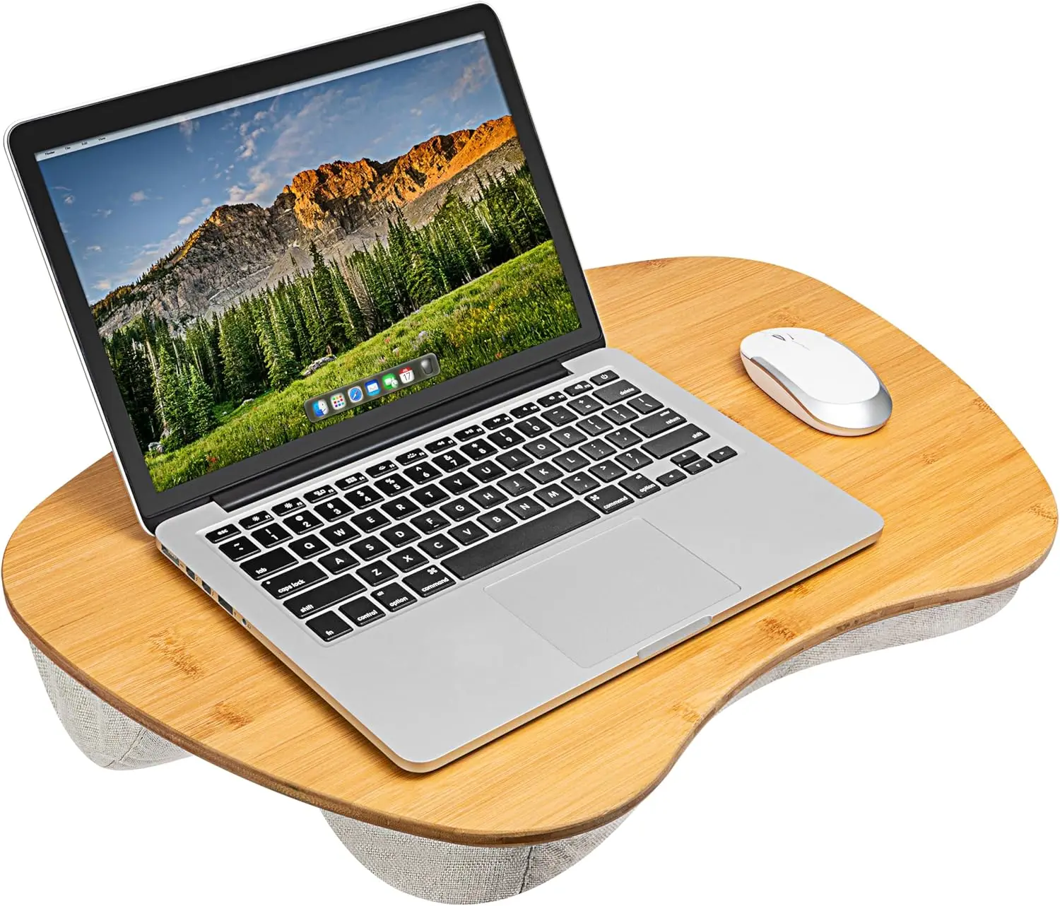 

Large Bamboo Lap Desk for 17.3 Inch Laptops, Ergonomic Design with Cushion, Easy Storage