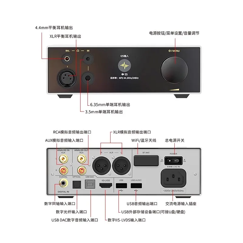 Shanling EH3 MQA ES9039Pro DAC Chip Hi-Res Audio Wifi Bluetooth Desktop Android Player DAC/AMP Audio Decoder Headphone Amplifier