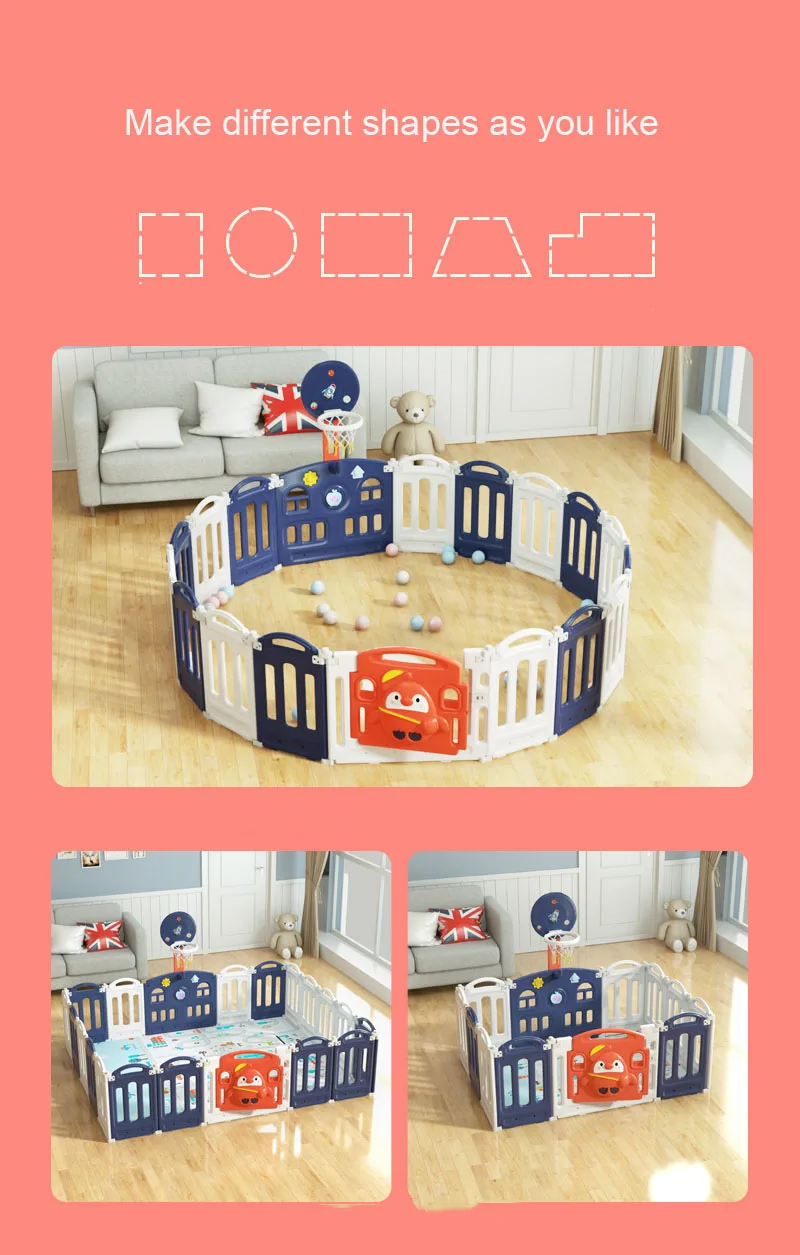 Children playyard indoor kids play yard pen removable portable safety fence plastic foldable baby playpens for playground