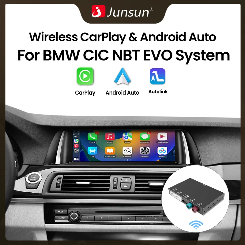 Junsun Wireless CarPlay Android Auto Per BMW NBT CIC EVO Sistema 1 2 3 4 5 6 7 Serie X1 X3 X4 X5 F20 F30 F10 F25 F26 E84 MINI