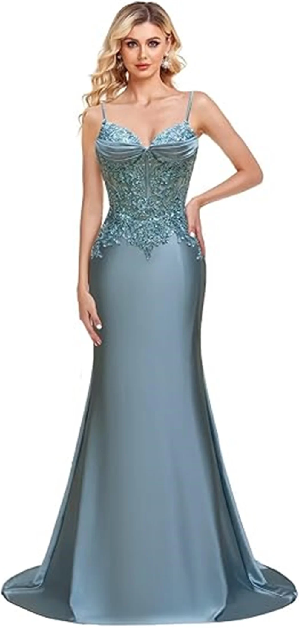 

Customized Silk Beaded Bridesmaid Dresses For Wedding Mermaid Prom Dresses Spaghetti Straps Long Formal Evening Gowns For Women