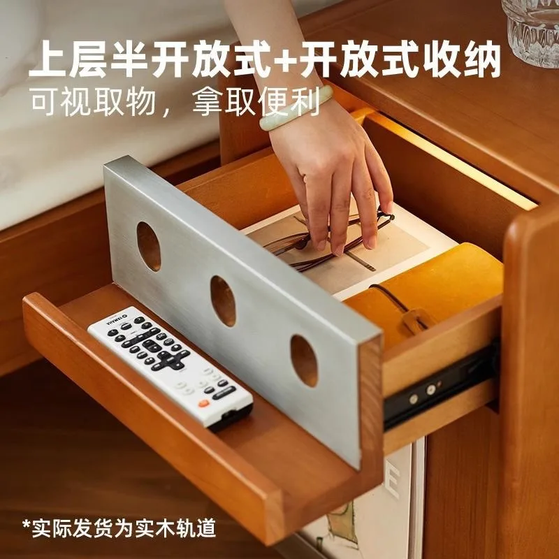 Retro-Nachttisch aus massivem Holz, Aufbewahrungsschrank für Schlafzimmer und Zuhause, Nachttisch, mobiler Nachttisch