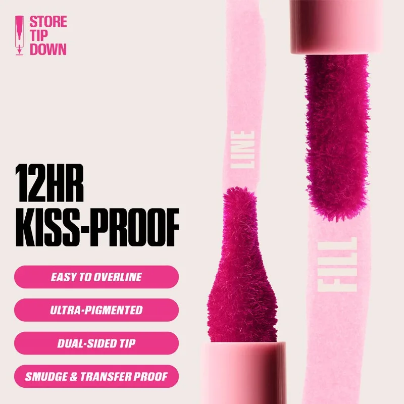 Lápiz delineador de labios de terciopelo, resistente al agua, a prueba de manchas, maquillaje de contorno de labios de larga duración para un acabado mate suave y una definición precisa