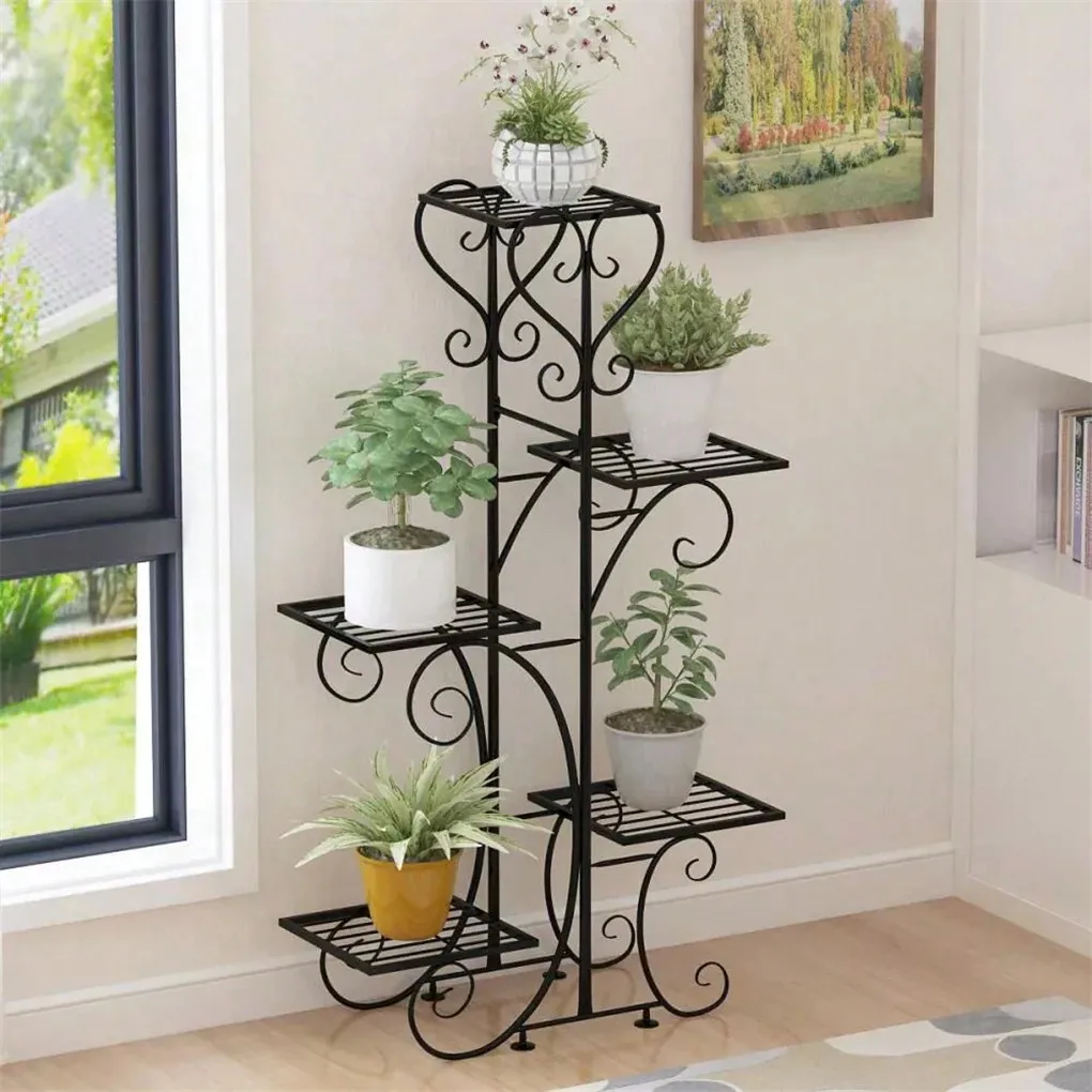 

Wrought Iron Plant Rack For Outdoors, Interiors, 5 Levels, Plant Pot Holder, Ideal For Home, Balcony, Terrace, 107 X 57 X 22 Cm