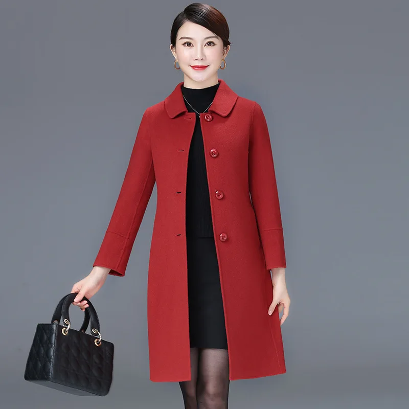 Double-sided wool coat women's 2023 autumn and winter new middle-aged temperament foreign woolen coat anti-season wool coat