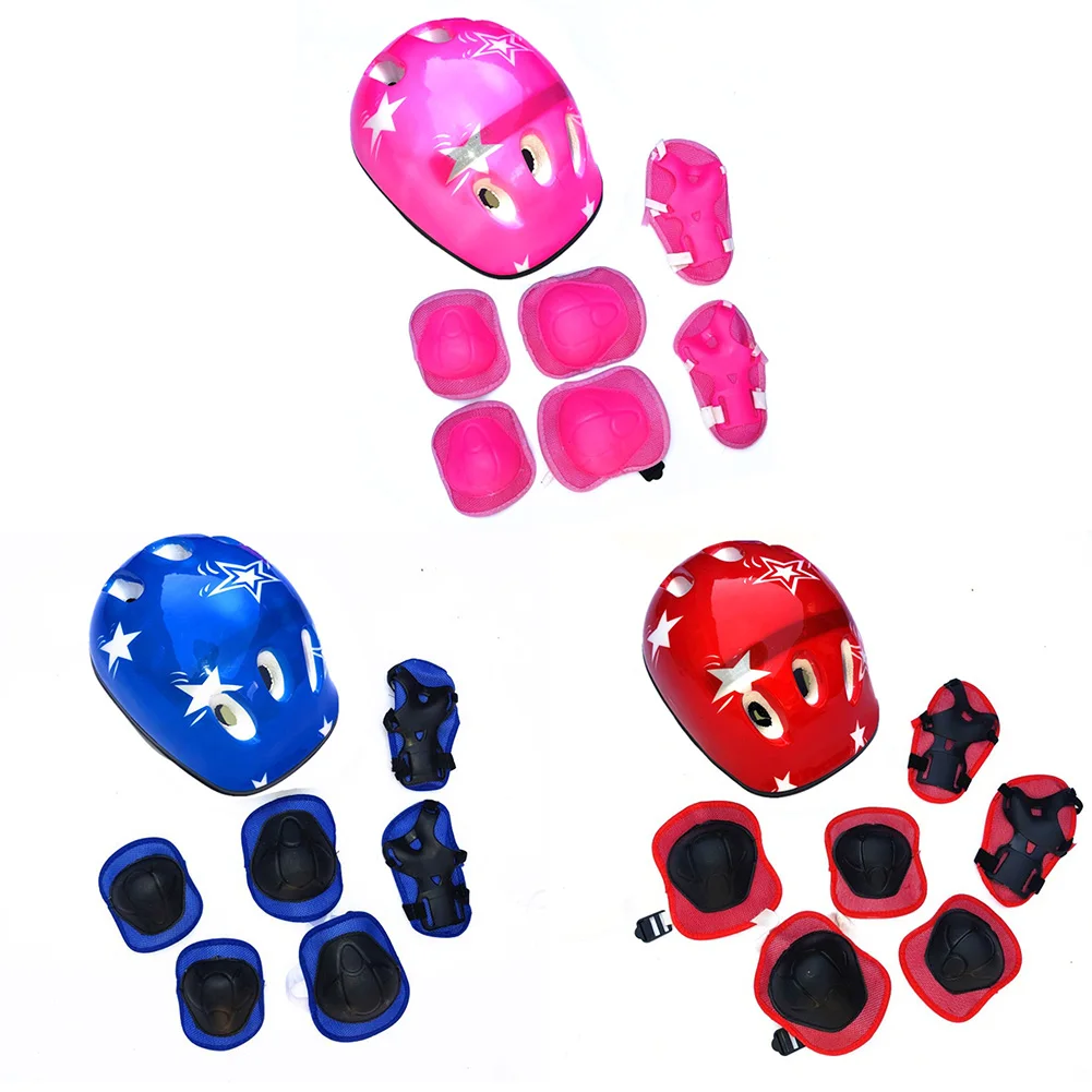 7Pcs/Set Children Thickened Knee Protection Roller Skating Helmet Protector Skateboard Balance Car Set Kid Protective Gear Wrist