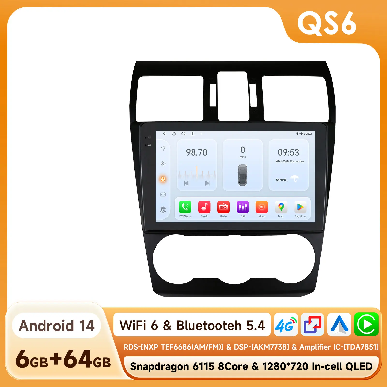 Hizpo Android Carplay Autoradio Multimediaspeler Voor Subaru Forester Mk4 Impreza Xv Crosstrek 2012-2015 Autoradio Gps Stereo 4G - afbeelding 1