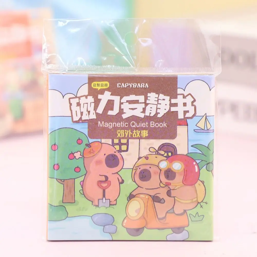 Kawaii Handmade Magnetic Quiet book Paper Hand Ledger Capybara Sticker Book Cartoon 3D DIY Kids Busy Book Toy Toddlers