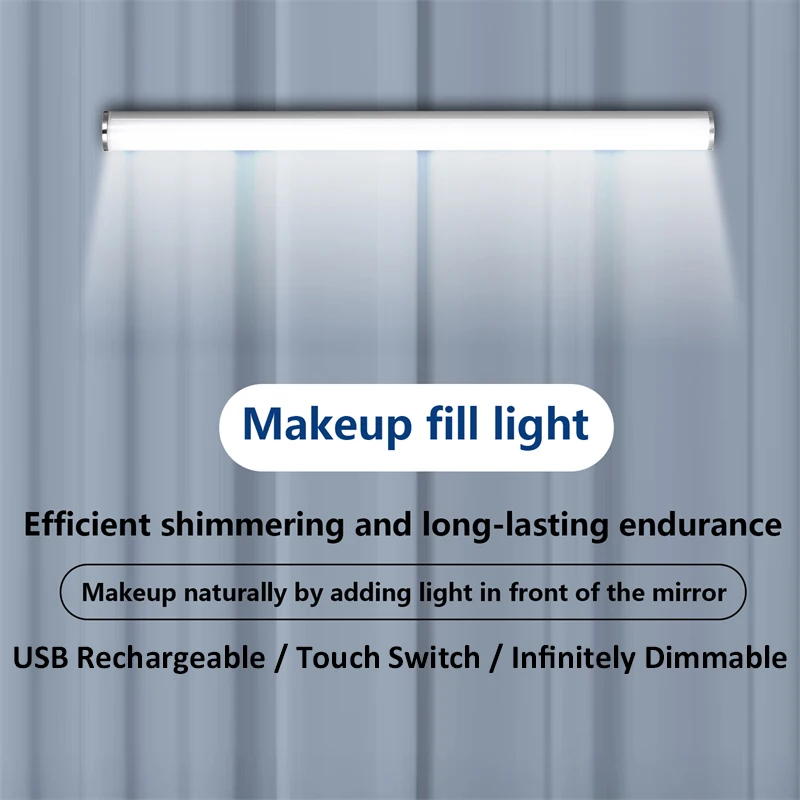 Mirror Wall Lamp USB Rechargeable Makeup Mirror Lights LED Vanity Light Touch Dimmable Dressing Table Lamp Make Up LED Tube DC5V