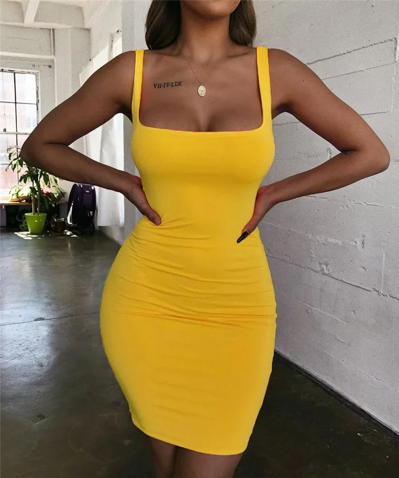 2024 Summer Women Off Shoulder Bodycon Dresses Backless Night Club Party Sexy Vestidos Candy-Colored Vest Dress Plus Size 10XL