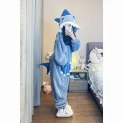 Winter New Cosplay Shark Pajamas Cartoon Animal Sleeping Bag Home Wear Warm Leisure Men And Women Trend Pajamas Shark Clothes