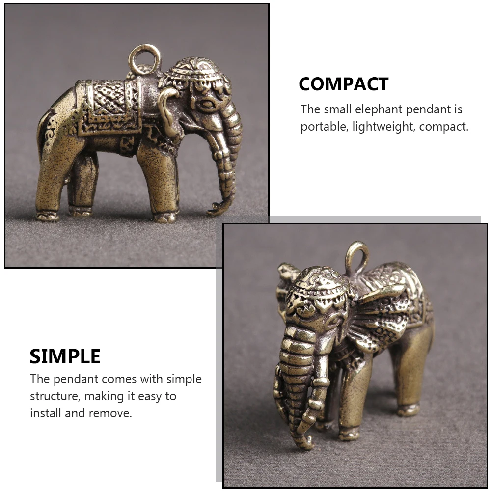 

3 Pcs Elephant Shaped Pendant Small Copperware Durable Lightweight Decorative Keychain Accessory Brass Statue Hanging