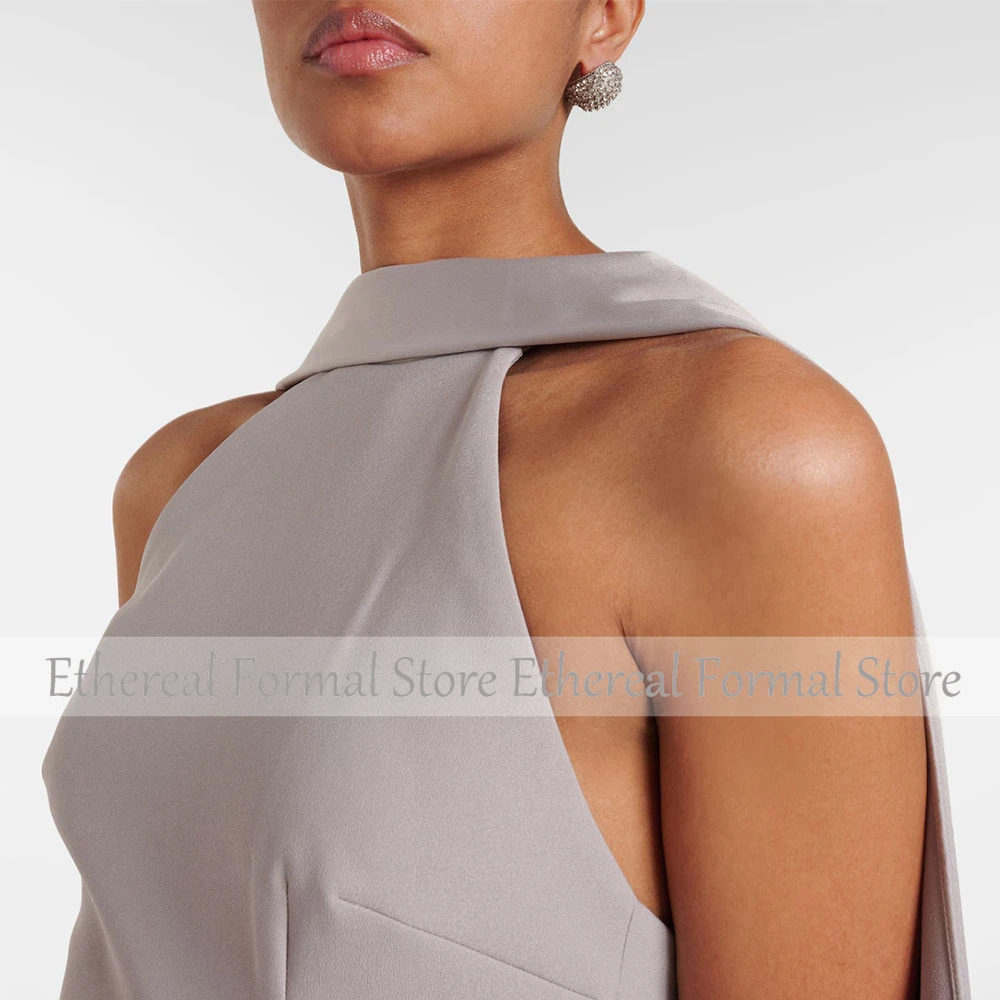 Elegante abito da sera da donna grigio per tubino da sposa Abito da festa formale Abito da ballo alla caviglia Abito senza maniche dell'Arabia Saudita