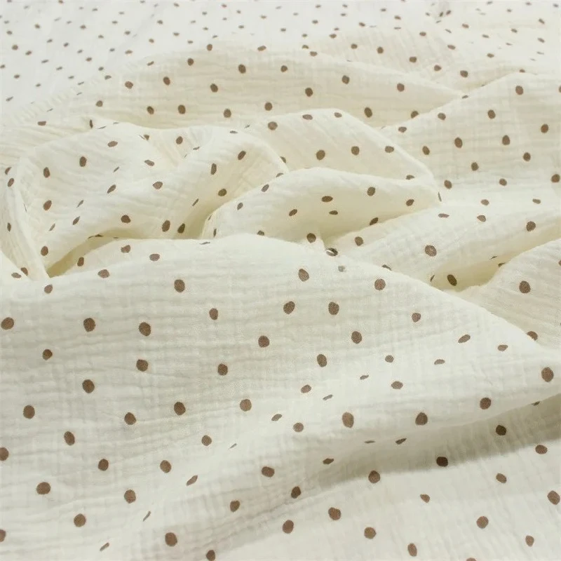 Классическая хлопковая двойная марлевая ткань в горошек 135x50 см для одежды для младенцев и малышей, пижам и одеял, ткань для шитья