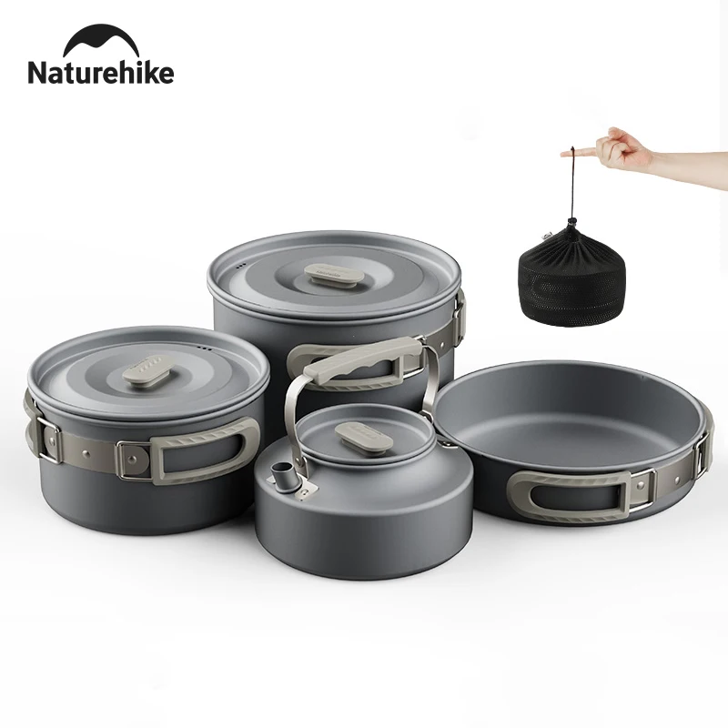 

Naturehike Aluminium Alloy Cookware Outdoor Cooking Set Frying Pan Kettle Pot for Hiking BBQ Picnic Equipment Camping Tableware