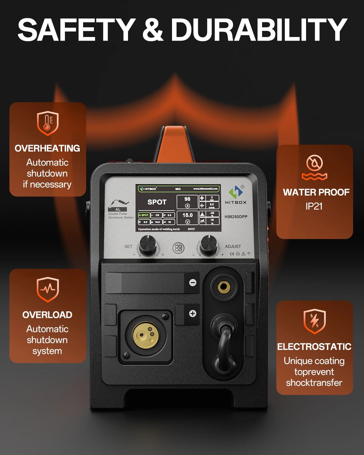 เครื่องเชื่อมอลูมิเนียมแบบพัลส์คู่ HITBOX HIM250DPP |   เครื่องเชื่อมอินเวอร์เตอร์ดิจิตอล 200A รุ่นมืออาชีพสำหรับงานหลากหลาย