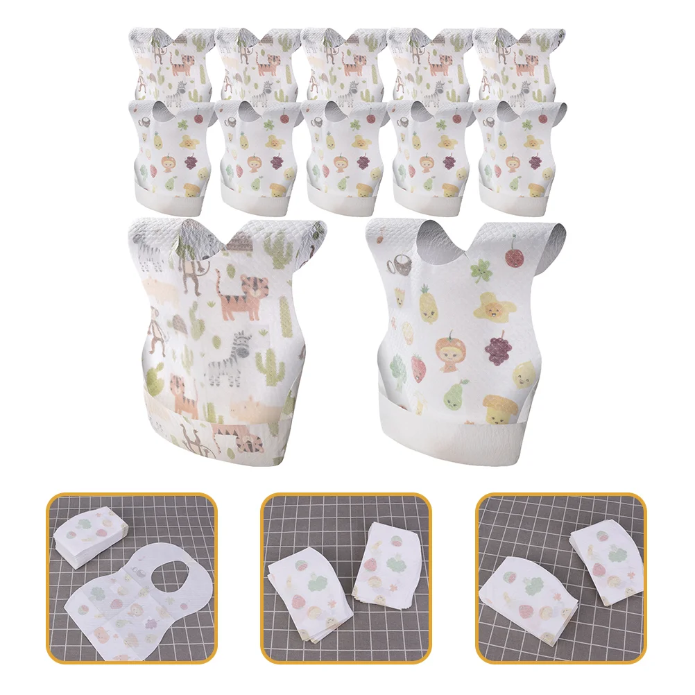 40 Pcs Disposable Bib Kids Meal Baby Bibs for Eating Children's Release Paper Toddler Apron