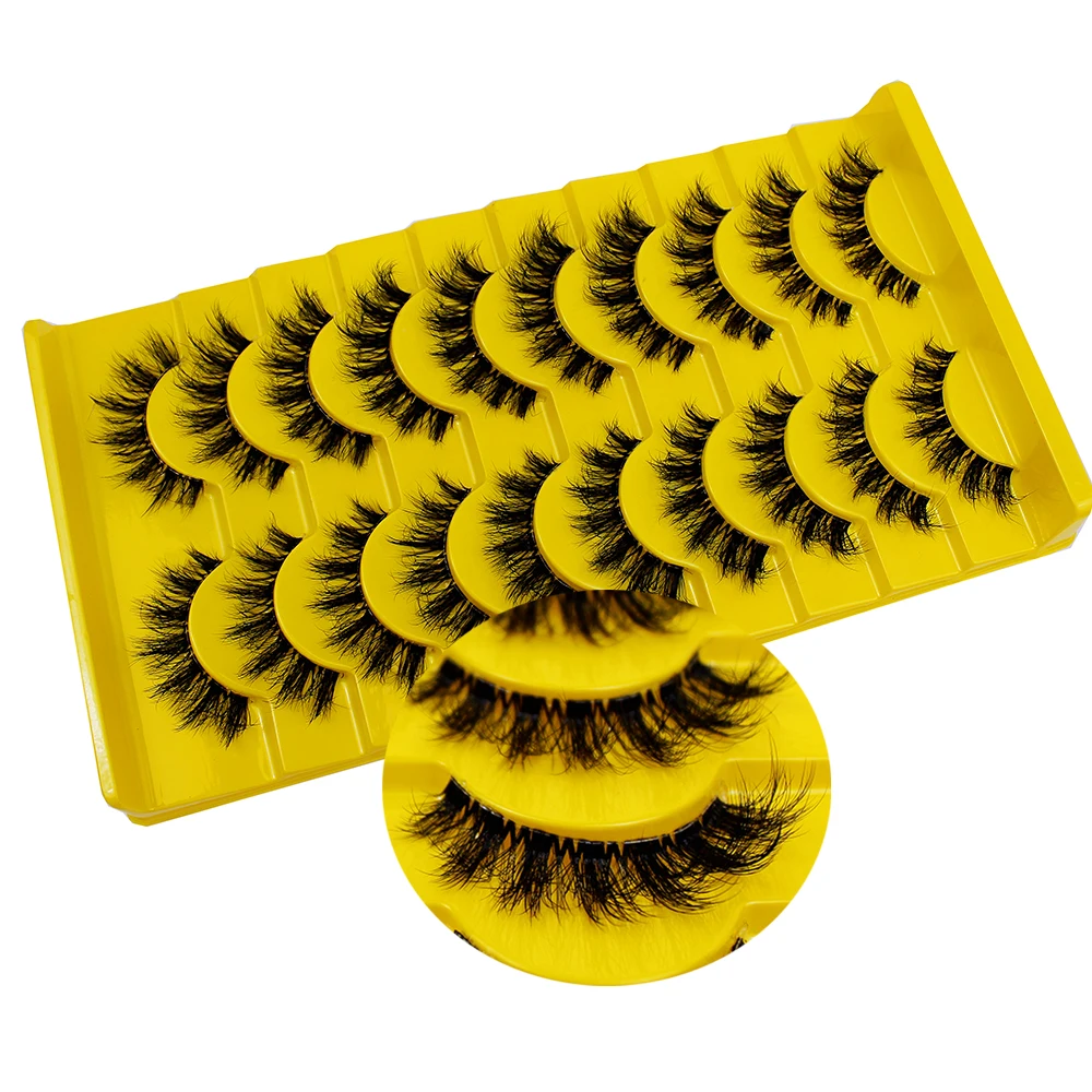 10組の自然でふわふわ、厚く、透明でつけまつげ、メイクアップは視覚的に目をより美しく見せます