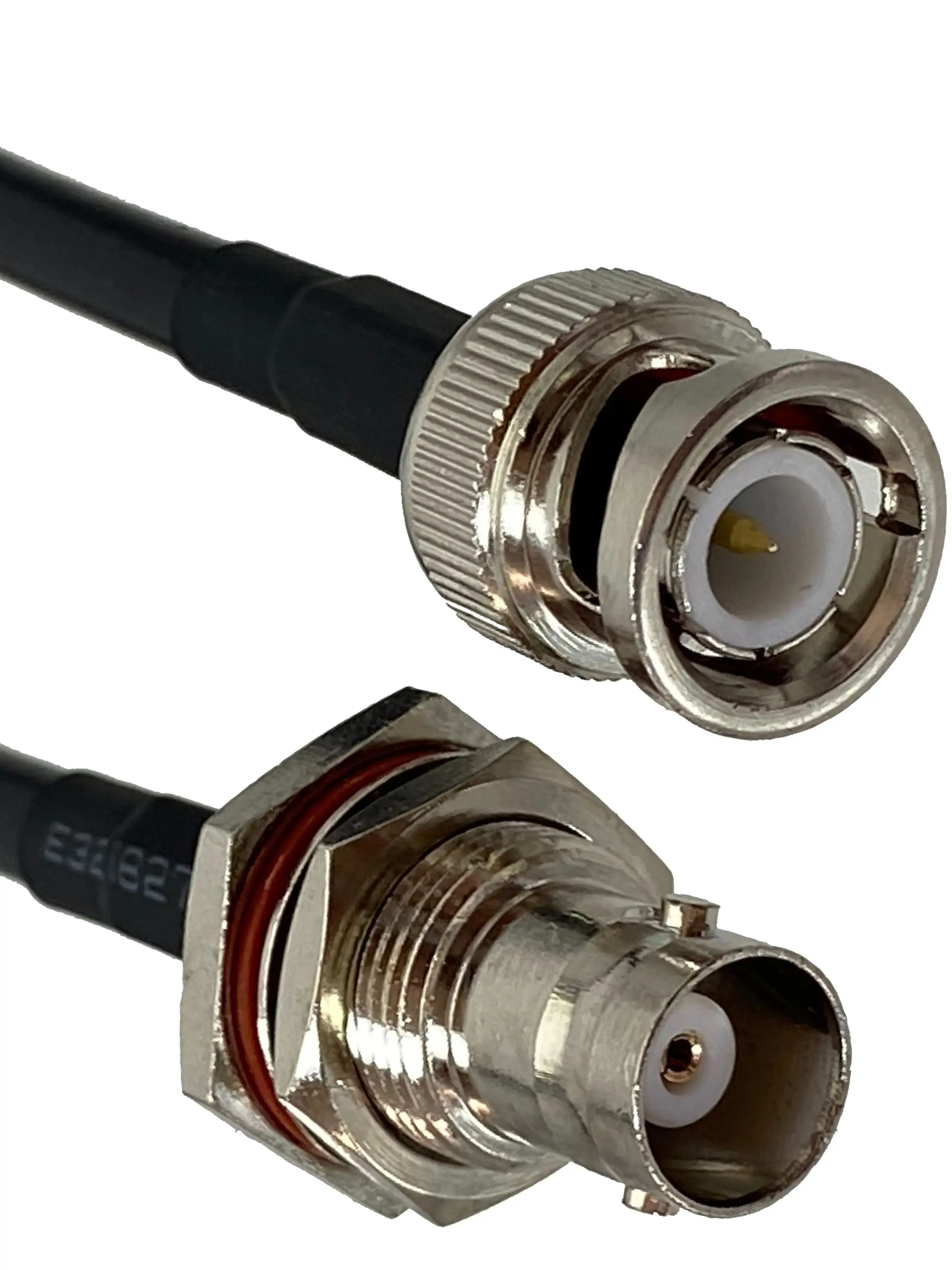 1 szt. BNC żeńskie gniazdo nakrętka grodziowa do BNC wtyk męski zaciskany kabel RG58 zworka RF pigtail 4 cale ~ 20M — zdjęcie 2