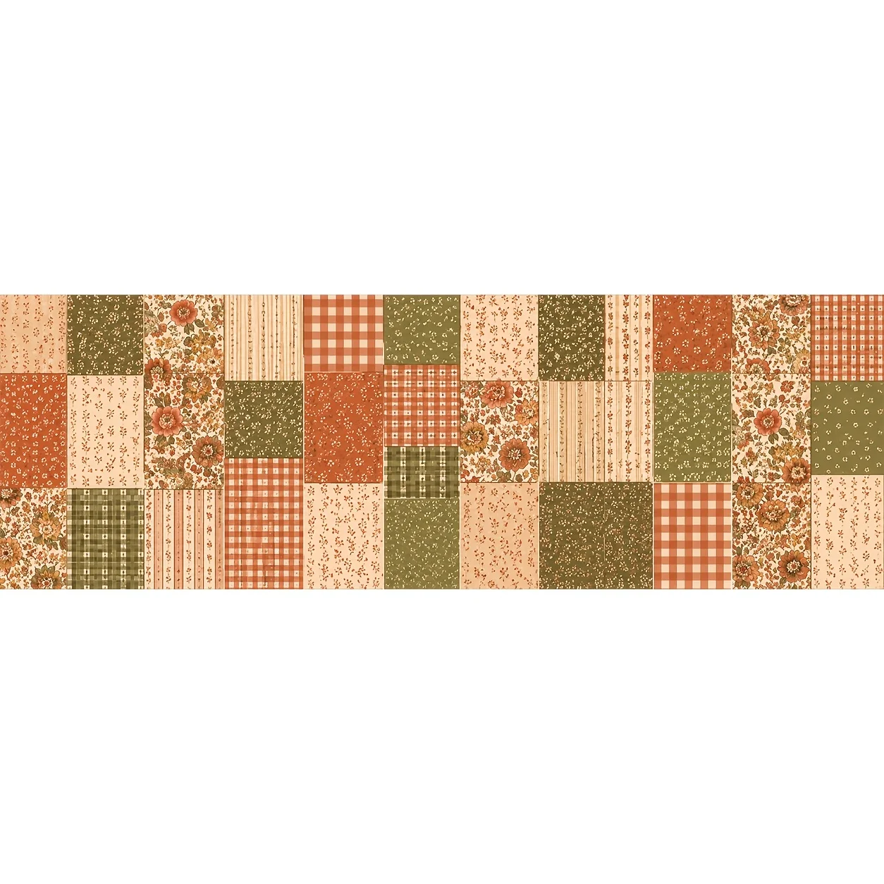 1 piece table flag table skirt, rust orange green retro floral patchwork plaid plaid striped printed decorative table skirt