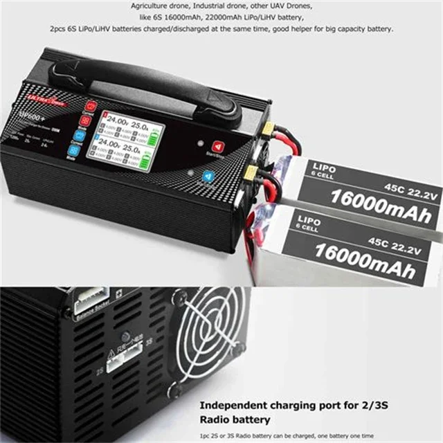 Hot Sales Ultra Power UP600+ Dual Channels 2-6S 2x600W LiPo LiHV Charger For RC  Model Agriculture Sprayer  DIY