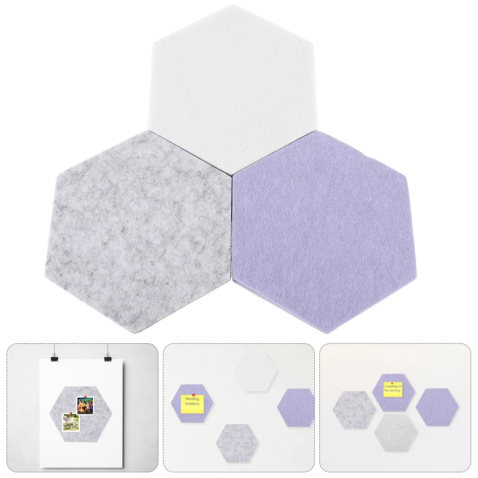 

6Pcs Felt Hexagon Wall Panels Colorful Memo Bulletin Board Soundproofing Mats Wall Decor Office Notice Classroom