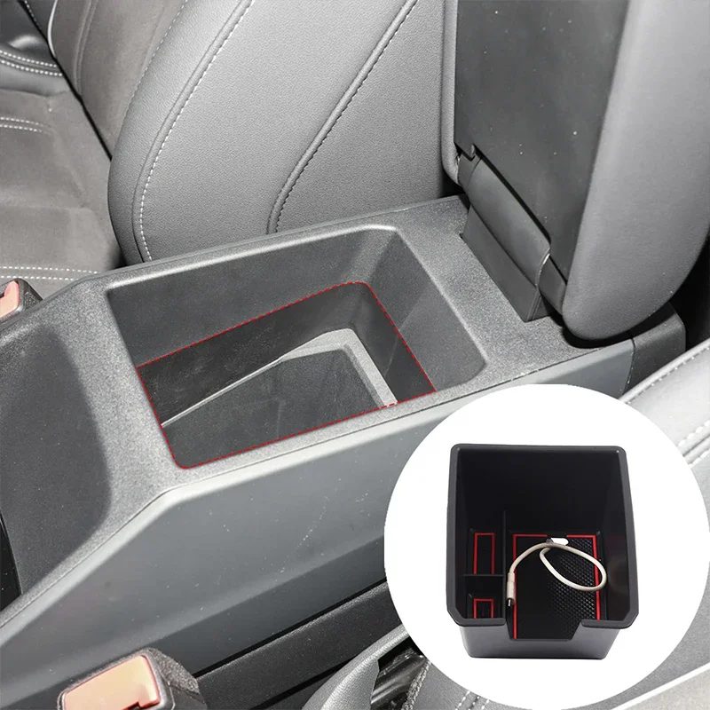 For Audi Q4 E-tron Q5 2022 ABS Black Car Central Control Armrest Box Storage Box Phone Storage Box Interior Car  Accessories