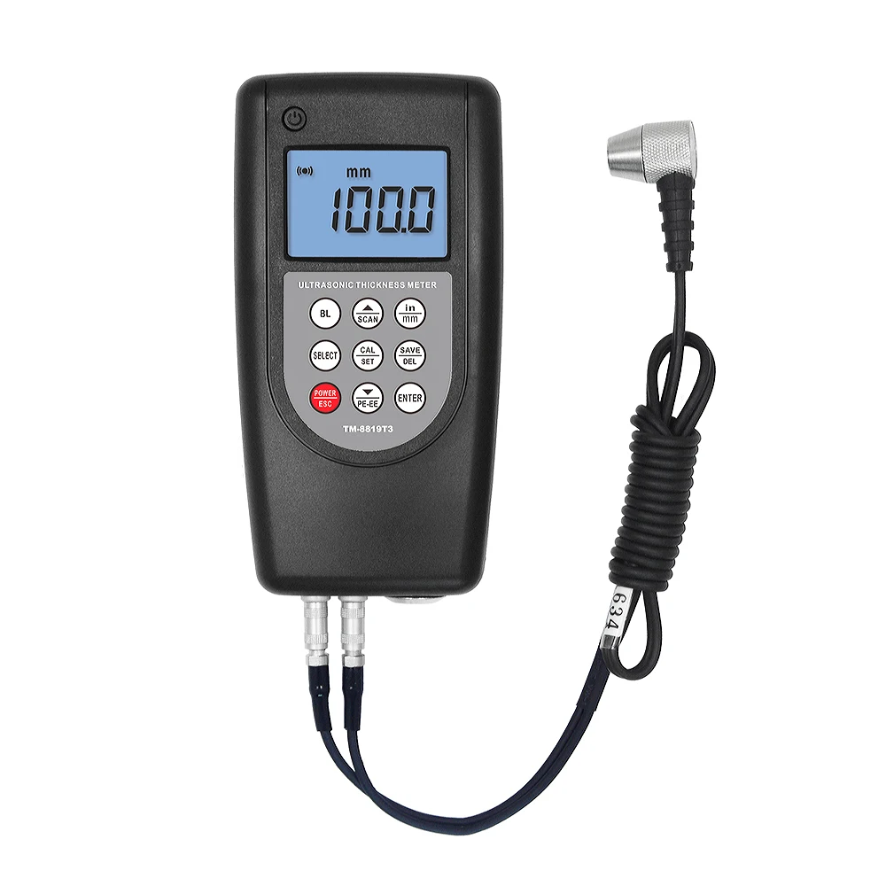 Penetrating Coating Ultrasonic Thickness Gauge TM-8819-T3 Steel Pipe Boiler Metal 1.0mm ~ 300mm High Precision Thickness Gauge