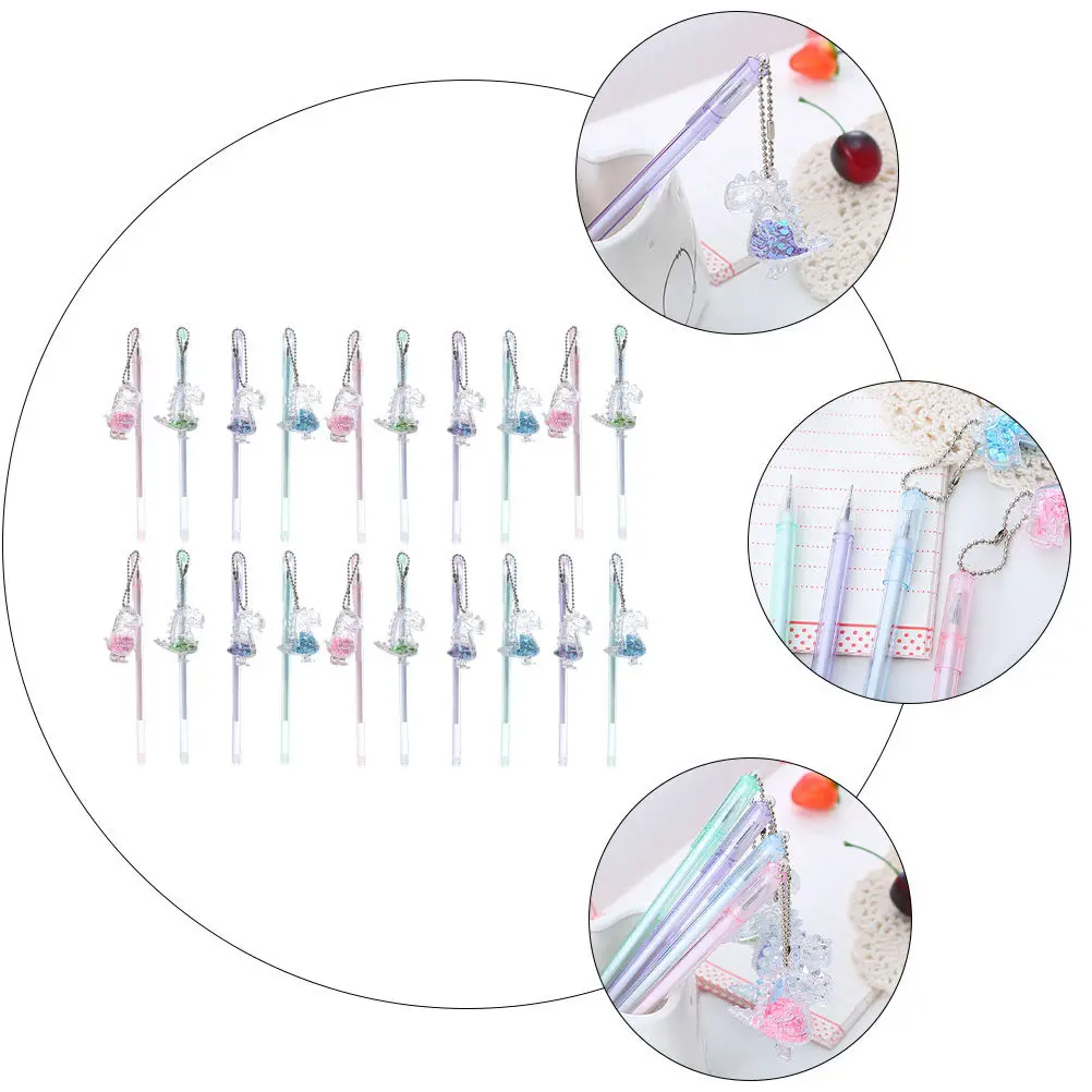 

20Pcs Cartoon Dinosaur Gel Pens Creative Plastic Pens Rounded Grip Smooth Writing for School Students Office Daily Use