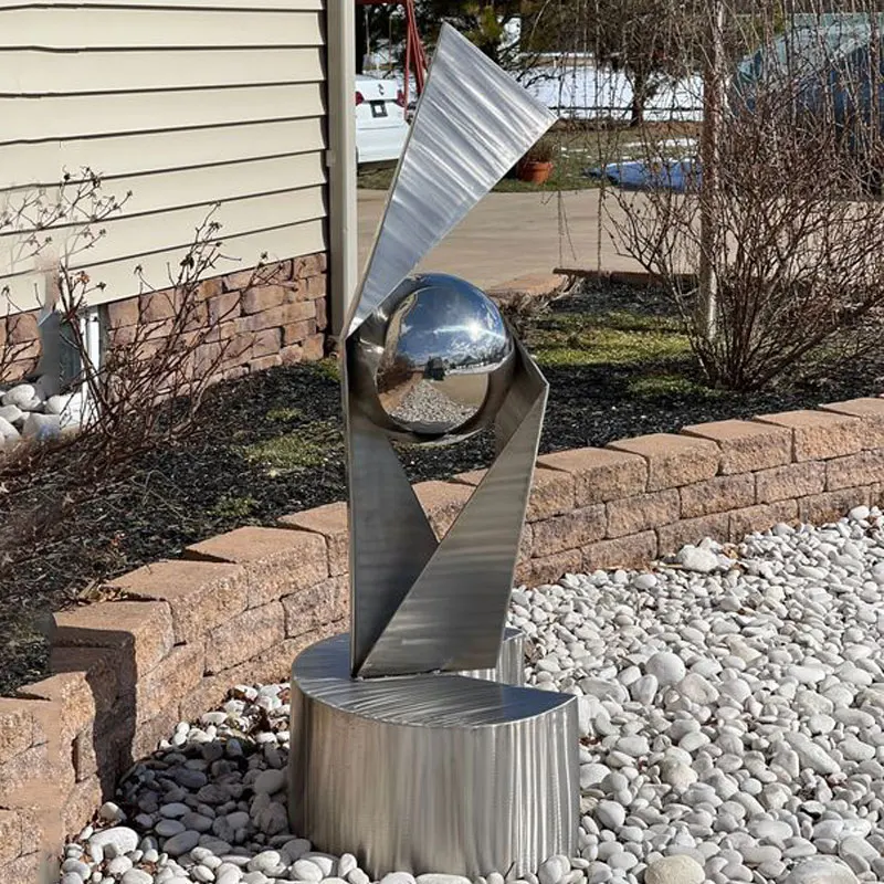 Large Mirror Polished Stainless Steel Cone Sculpture Custom Metal Abstract Park Landscape Garden Decor