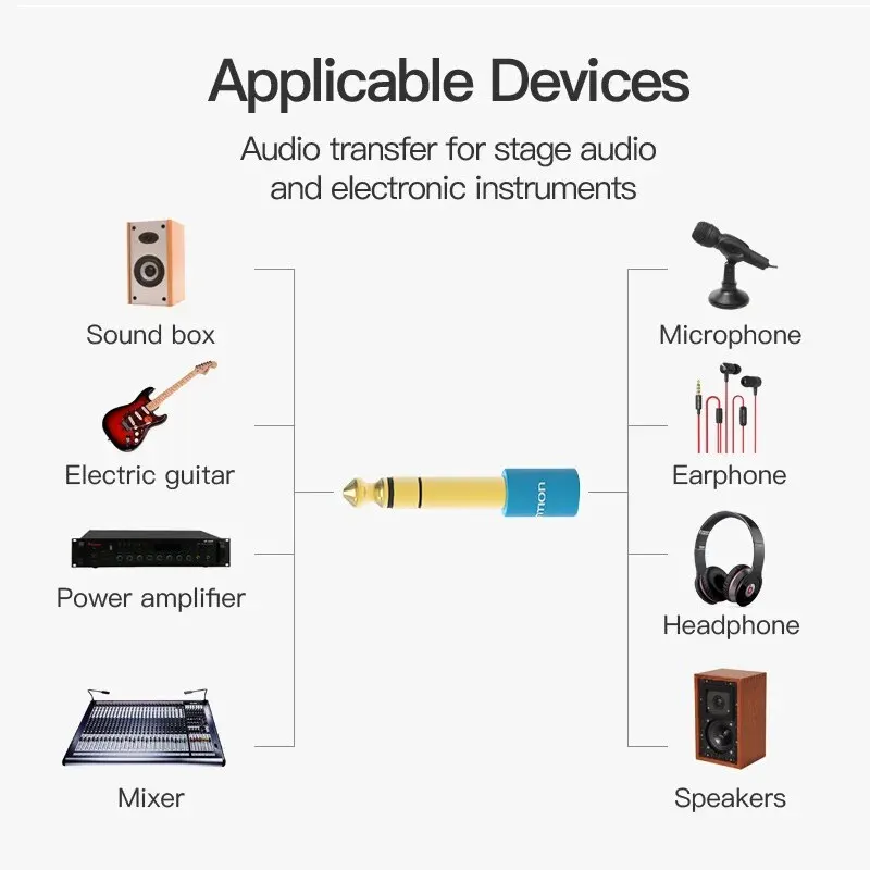 Vention 6.5mm to Jack 3.5mm Microphone Audio Plug for Amplifier Electric Guitar Adapter Aux Cable 3.5 Jack 6.35 Converter