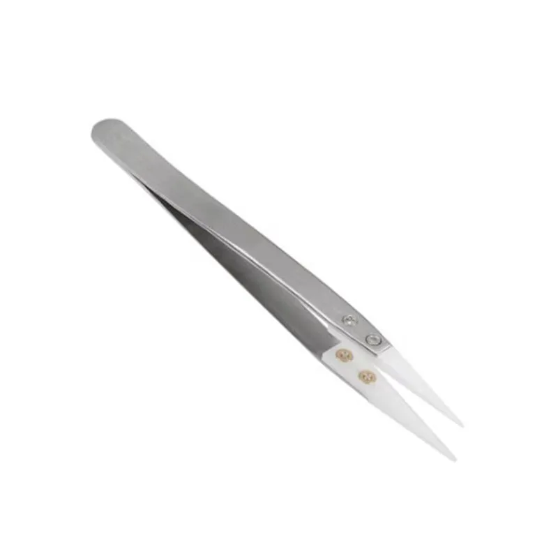 Stainless Steel Ceramic Tweezers High Temperature Resistant Ceramic Head Accessories Acid and Alkali Corrosion Resistant