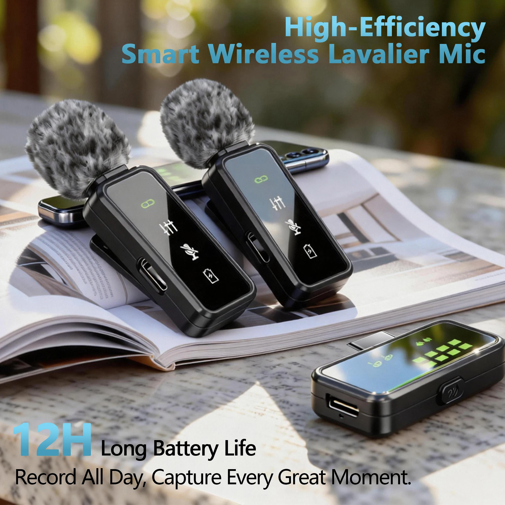 Wireless Mini Microphone for Audio Video Recording - Clip on Content Creator Microphones for YouTube Podcast Vlogging