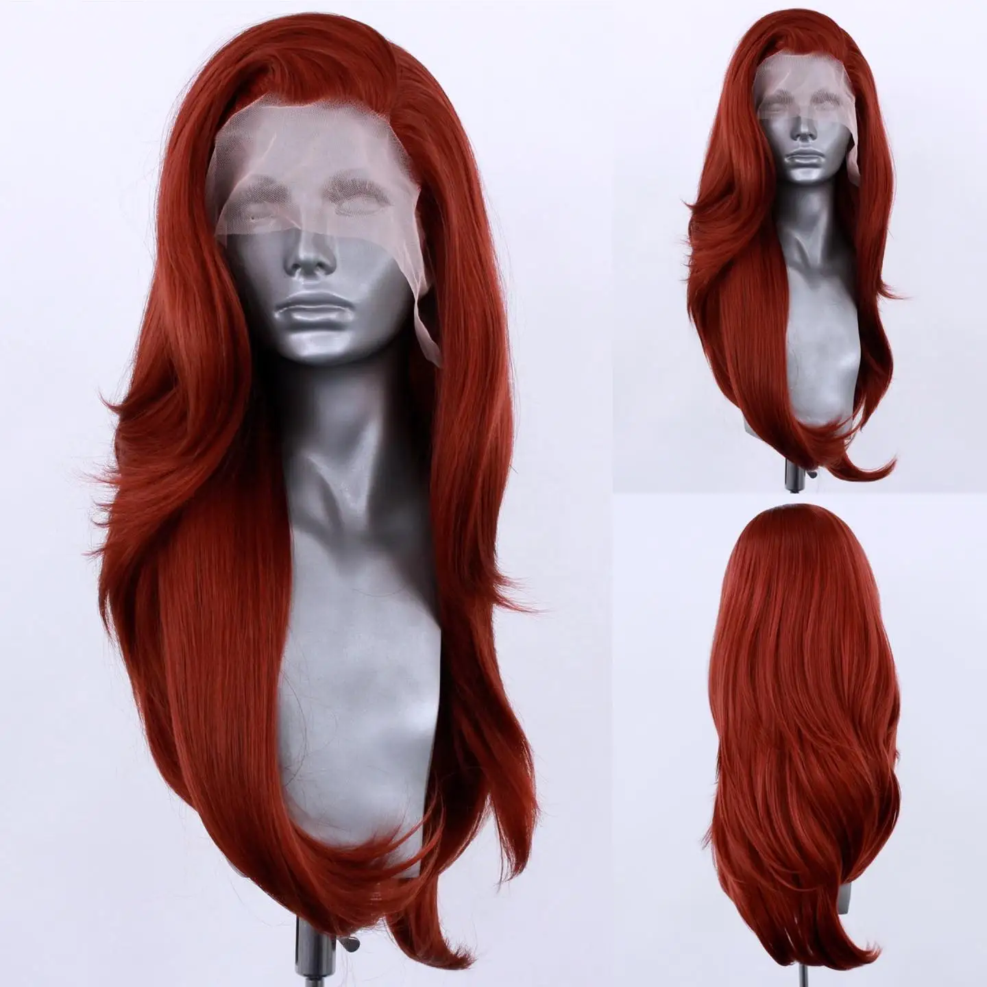 Red Green Blonde Color Glueless Synthetic Hair Lace Front Wig For Black Women High Temperature Fiber Natural Hairline Cosplay