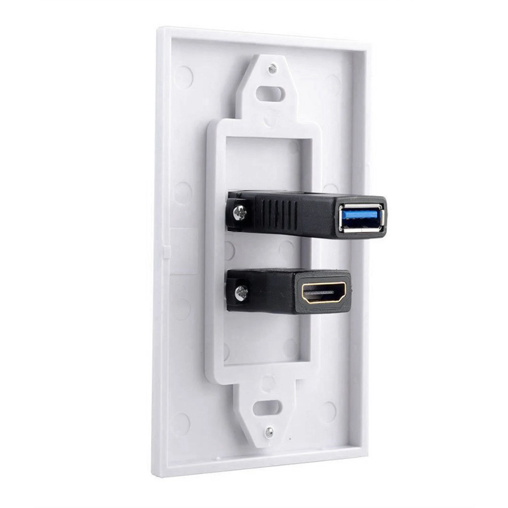 DT19-5X 2Port +USB 3.0 Female Wall Face Plate Panel Outlet Socket Extender White
