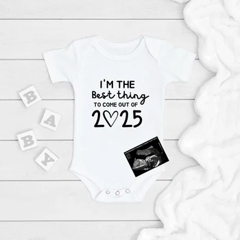 Je suis la meilleure chose pour sortir de 2025, barboteuse pour nouveau-né, annonce de bébé, garçons et filles, révéler la grossesse, tenues de combinaison Ropa