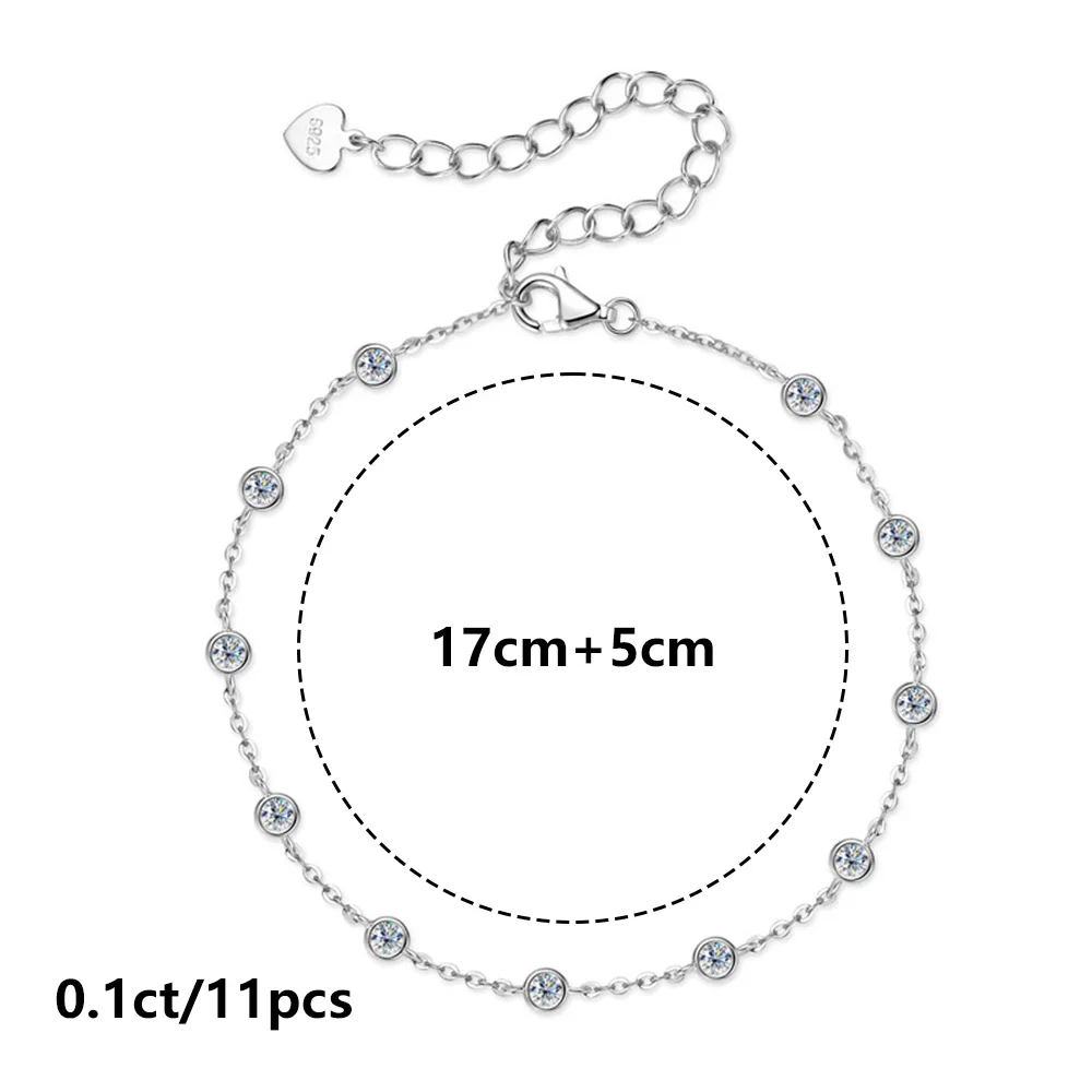 

2,5 мм 11 шт. оригинальный муассанит S925 серебряный браслет лучшие подарки для женщин вечерние юбилейные украшения на день рождения подарок