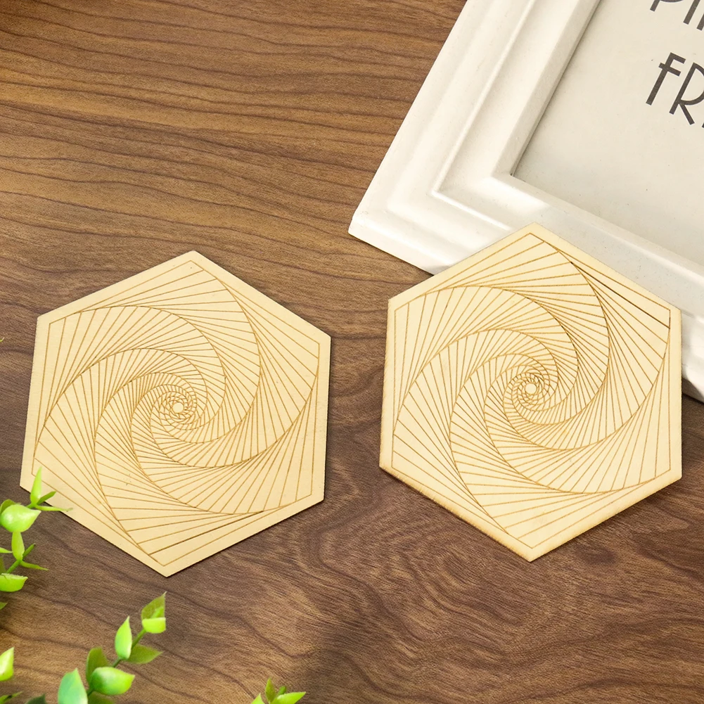 Spiral Wooden Decorative Board Coaster Placemat Crystal Stone Base Sacred Geometry Energy Carven Plate Healing Meditation Pad