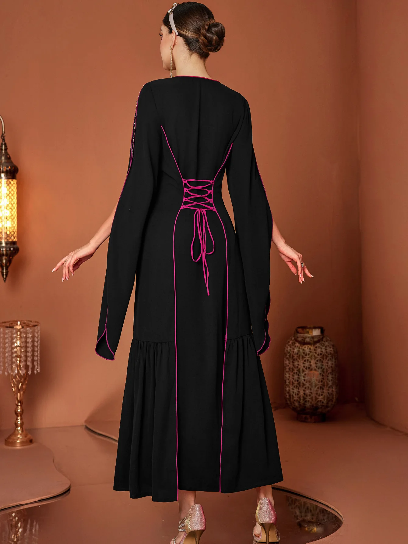 Eid Abito musulmano donna Abaya fasciatura di diamanti Abiti lunghi Abiti Largos Party caftano Jalabiya Ramadan dubai Arabo Robe 2025