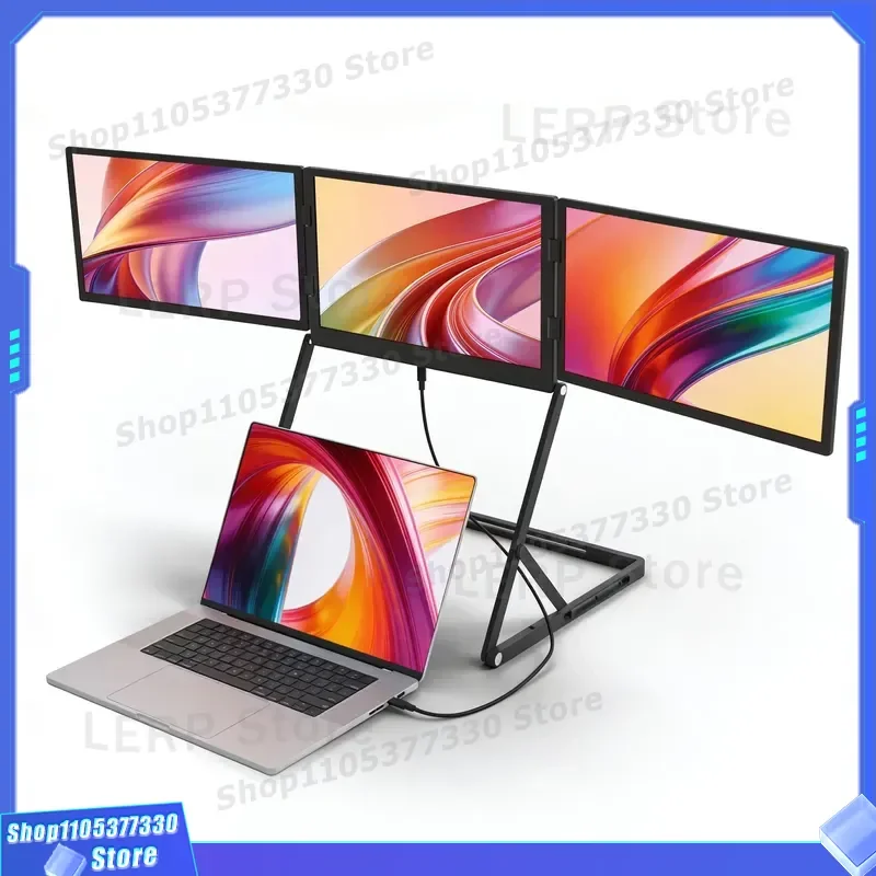 Vsdisplay 14 Inch Foldable Triple Screen Monitor USB C HDMI 1920x1200 Portable Display Extender for Laptop Notebook PC Gaming
